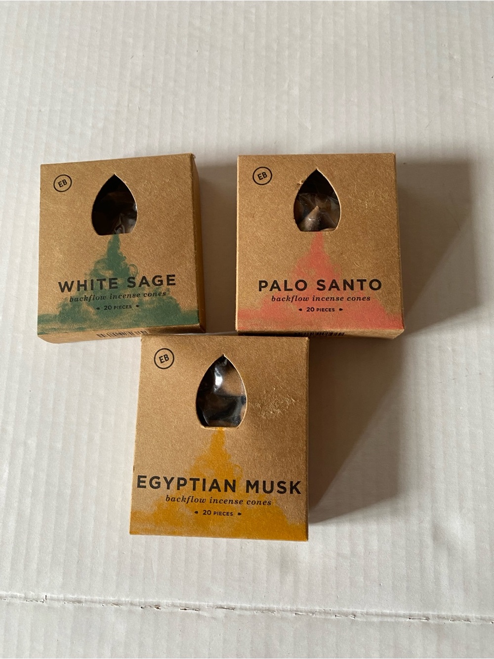 Lot Of 3 Earthbound Incense Cones, Used. Palo Santo, White Sage, & Egyptian Musk